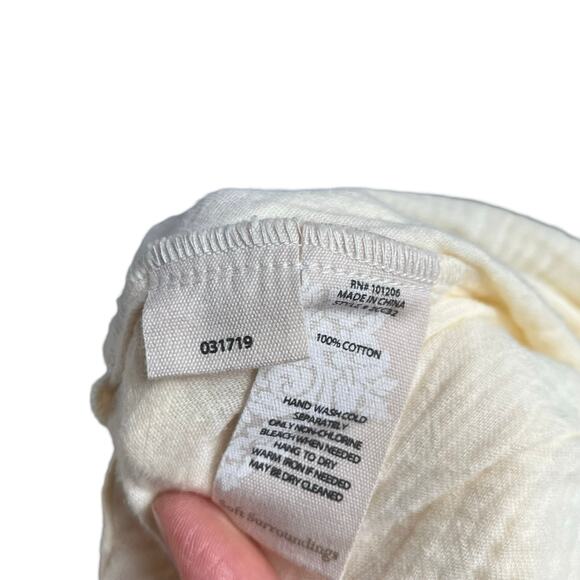 SOFT SURROUNDINGS Women's Medium Yellow Long Sleeve V Neck Pullover Cotton Gauzy - Picture 5 of 6